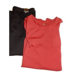 2 CALIA Women's Ribbed Racerback Tank Rust and Black sz L